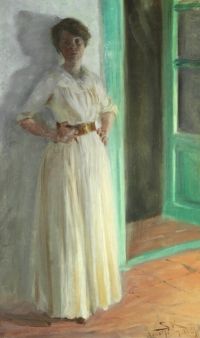 Kroyer Peder Severin Marie Kroyer. Full Length Portrait. Evening With Lamplight On The Terrace canvas print