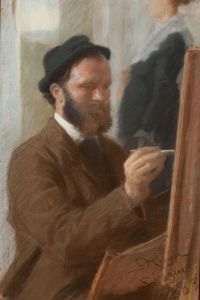 Kroyer Peder Severin Michael Ancher malt Anna Ancher, die in der Tür steht