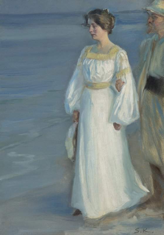 Kroyer Peder Severin Summer Evening On Skagen Beach Portrait Of The Artist S Wife canvas print