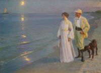 Kroyer Peder Severin Sommerabend am Strand von Skagen. Der Maler und seine Frau