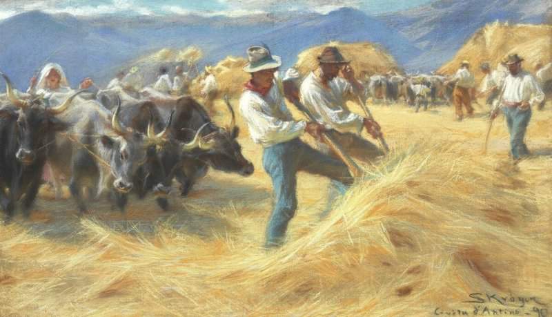 Kroyer Peder Severin Threshing In The Civita D Antino 1890 canvas print