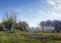 Kyhn Vilhelm A Pond In A Forest Clearing With A Herd Of Deer 1875 canvas print