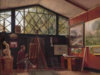 Kyhn Vilhelm Vilhelm Kyhn Sitting In Front Of The Easel In His Studio In Copenhagen