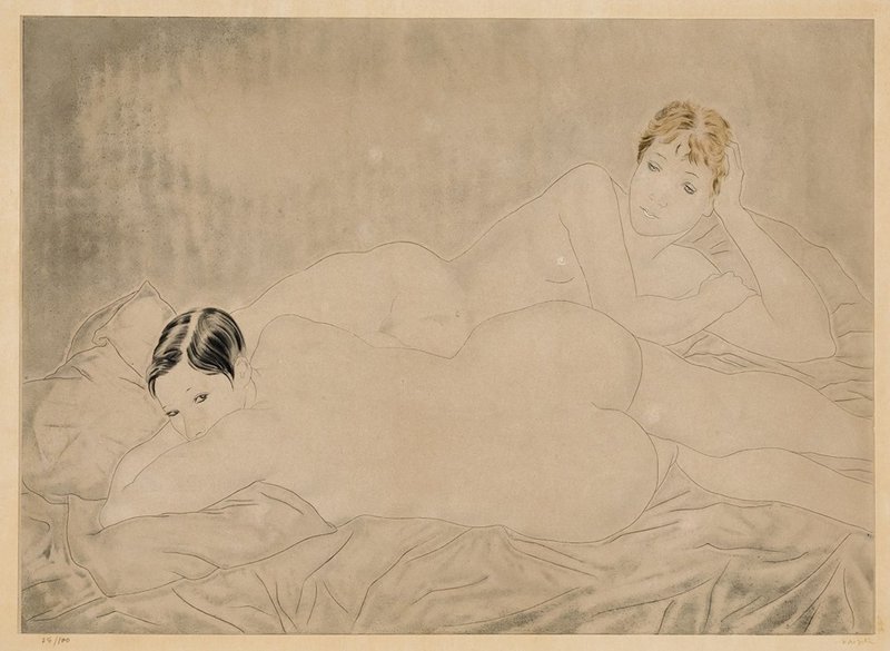 Tableaux sur toile, reproduction de L Onard Tsuguharu Foujita Les Deux Amies 1930
