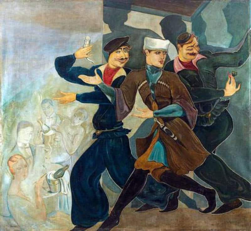 Tableaux sur toile, reproduction de Lado Gudiashvili - A Tbilisi Scene Early 1920