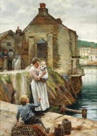 Langley Walter On The Quay Newlyn canvas print
