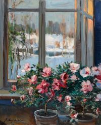 Lapchine Georgy Alexandrovich Azaleas By A Window canvas print
