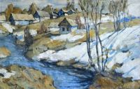 Lapchine Georgy Alexandrovich Cottages im Schnee Russland Ca. 1925