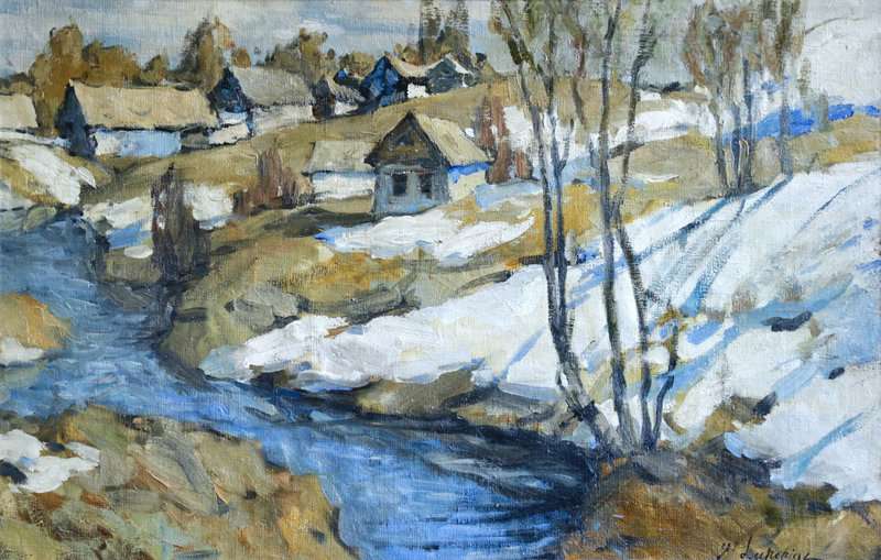 Lapchine Georgy Alexandrovich Cottages In Snow Russia Ca. 1925 canvas print