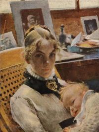 Larsson Carl A Studio Idyll. The Artist S Wife With Daughter Suzanne