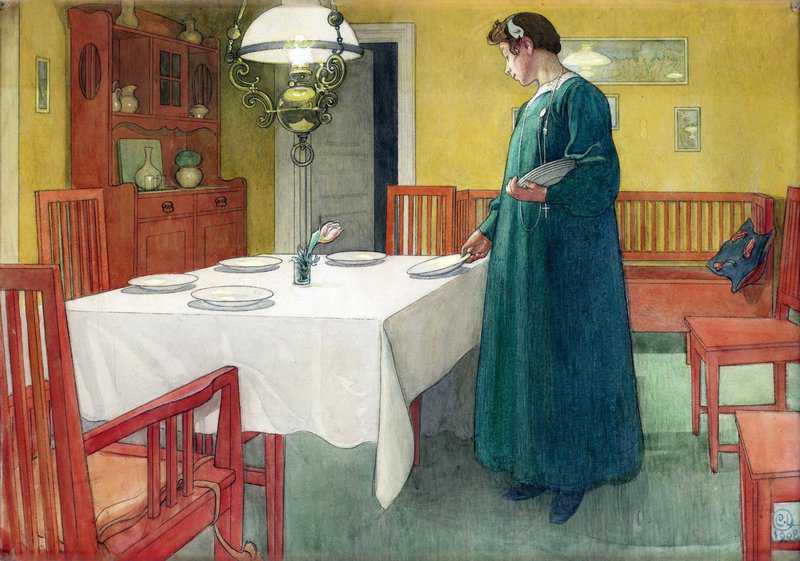 Larsson Carl Boarding School Lisbeth Sets The Table Aka School Lunc canvas print