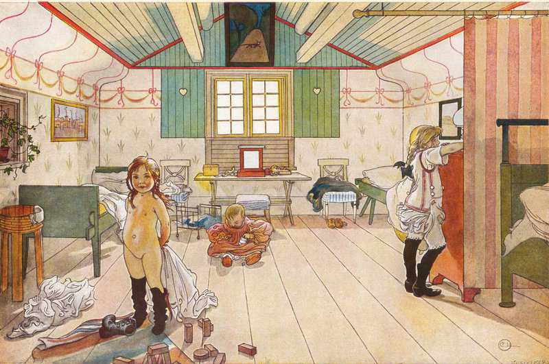 Larsson Carl Mamma S And The Small Girls Room canvas print