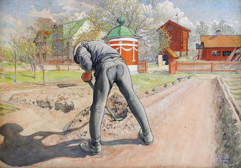 Larsson Carl Tradgards Erik   Erik Kvarnberg Vid Brunnen 1912 canvas print