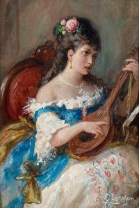Larsson Carl Woman Playing The Lute
