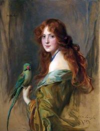 Laszlo Philip Alexius De Lady With A Parrot canvas print