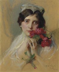 Laszlo Philip Alexius De Porträt einer Dame mit spitzem Kopfschmuck 1913 Leinwanddruck