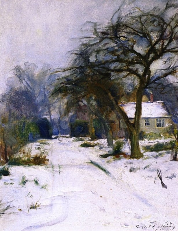 Laszlo Philip Alexius De The First Of February The Driveway At Littleworth Corner In The Snow 1919 canvas print