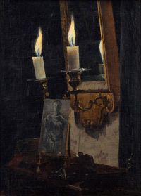 Laurits Andersen kleines Interieur mit brennenden Kerzen