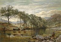 Anführer Benjamin Williams Ein schöner Tag an einem walisischen Fluss 1866 Leinwanddruck