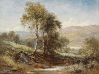 Anführer Benjamin Williams Leinwanddruck „Ein dunstiger Morgen auf den walisischen Hügeln“ von 1874