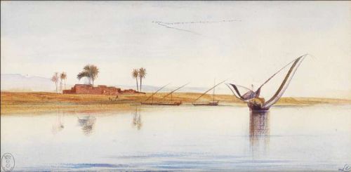 Lear Edward Boats On The Nile Near Deir El Kadige canvas print