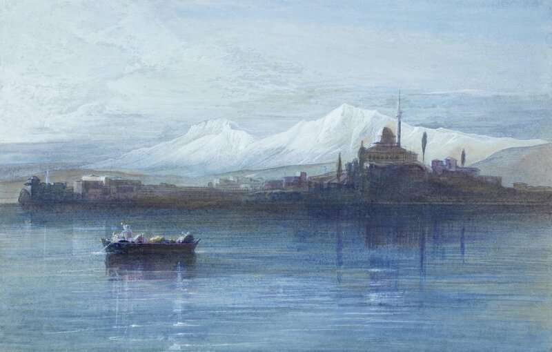 Lear Edward Pamvotis Lake Looking Towards Aslan Pasha Mosque Ioannina canvas print