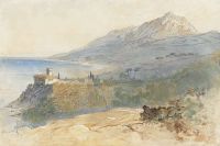 Lear Edward The Monastery Of Stavronikita Mount Athos 1856 canvas print