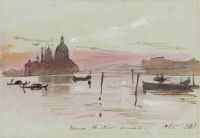 Lear Edward Venice. Santa Maria Del Salute Seen From The Riva Degli Schiavoni Sunset 1865 canvas print
