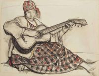 Lebasque Henri Young Girl The Guitar Ca. 1920