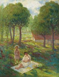 Lebasque Henri Mere Et Enfants Dans Un Paysage Ca. 1901 canvas print