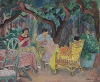 Lebasque Henri Trois Femme Cousant Dans Un Jardin 1923