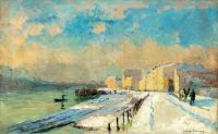 Lebourg Albert Le Pont De Neuilly Neige canvas print
