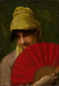 Lefebvre Jules The Red Fan 1886