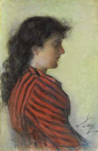Lega Silvestro Profile Of A Young Woman canvas print