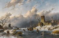 طباعة قماشية من Leickert Charles A Winter Scene