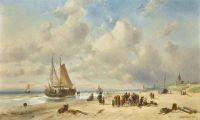 Leickert Charles Fisherfolk On The Beach 1881