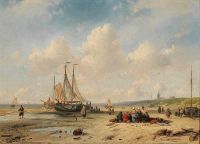 Leickert Charles Sail Boats On The Shore