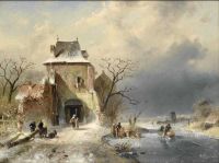 Leickert Charles Winter Scene With Figures