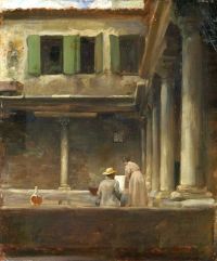 Leighton Frederic An Artist Sketching In The Cloister Of S. Gregorio Venice canvas print