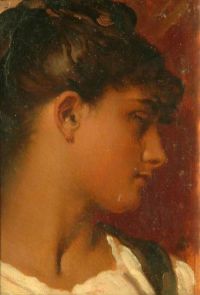 Leighton Frederic Leinwanddruck mit weiblichem Kopf