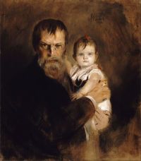 Lenbach Franz Seraph Von The Artist With His Daughter Gabriel 190