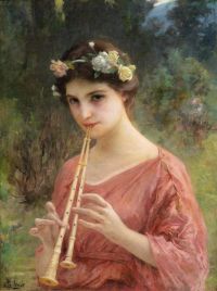 Lenoir Charles Amable امرأة شابة تعزف على لوحة قماشية Aulos أو The Double Flute