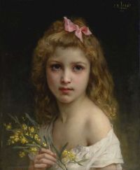 Lenoir Charles Amable Porträt eines Mädchens mit Mimosenblüten 1901