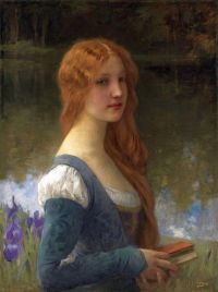 Lenoir Charles Amable Porträt einer Dame in einer Umgebung am See