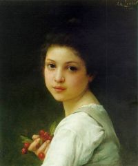 Lenoir Charles Amable Portrait Of A Young Girl With Cherries