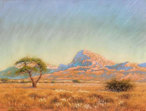 Lepine Stanislas A Steppe Landscape And A Mountain Range canvas print