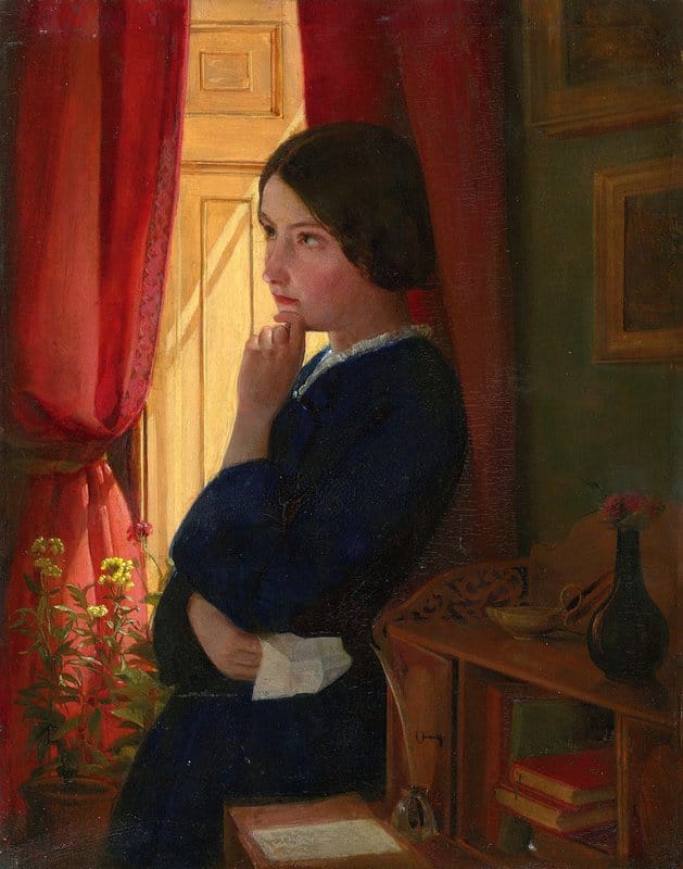 Leslie George Dunlop Considering A Reply Ca. 1860 canvas print
