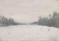 Levitan Isaac Ilyich Snow Covered Meadow Ca. 1895 canvas print
