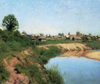 Levitan Isaac Iljitsch Dorf am Flussufer