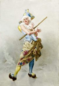 ليفي دورمر لوسيان لوحة خزفية فرنسية من An Entertainer قبل عام 1895